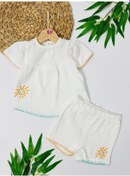 Resim Ontario Güneş Nakışlı Ve İşlemeli Müslin 2 Li Takım - Beyaz Beyaz 