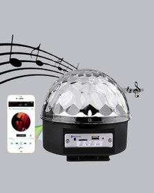Resim Led Disko Küresi Bluetooth Hoparlörlü Ritimle Senkronize Döner Işıklı Çok Renkli 