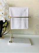 Resim TarzzHome Mermer Metal Banyo El Havluluk Beyazgümüş 