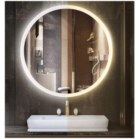 Resim GLOBAL LED MIRROR 90 Cm Kumlamalı Yuvarlak Ledli Ayna Banyo Aynası Dekoratif Ayna Boy Ayna Salon Duvar Ayna 