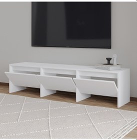 Resim Laris 160 Cm 3 Kapaklı Tasarım Tv Sehpası Beyaz 