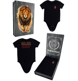 Resim Galatasaray Orijinal Lisanslı Bebek Body Zıbın Hediyelik Ahşap Kutulu 