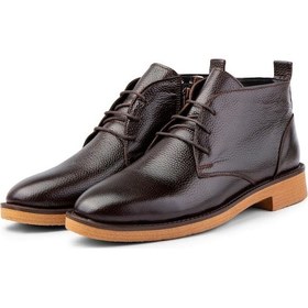 Resim London Hakiki Deri Kaydırmaz Taban Bağcıklı Fermuarlı Chelsea Günlük Bot Siyah 