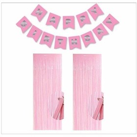 Resim Pembe-gümüş Banner Ve 2 Adet Fon Perde 