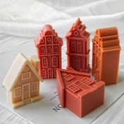 Resim 1 adet Silikon Mum Kalıbı - 3D Ev Tasarımı ile Baca & Pencereler, DIY Aromaterapi Mum Yapımı, Dayanıklı & Temizlemesi Kolay, Ev Dekoru için Mükemmel, Mum Yapım Malzemeleri, Mum Yapım Malzemeleri 