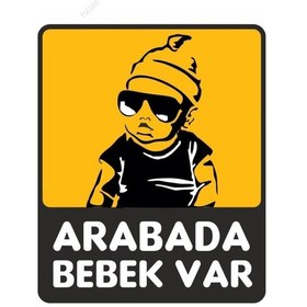 Resim Arabada Bebek Var Sticker 17Cm 