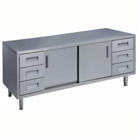 Resim Electrolux Professional Dolaplı Çalışma Tezgahı, 3+3'lü Çekmeceli, 2 Kayar Kapılı, 2000mm MTA2000PN 