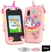 Resim Gaojunshop01 Pembe Dokunmatik Kameralı 32gb Kız Çocuk Unicorn Dokunmatik Ekran Eğitici Oyunlu Oyuncak Telefon 