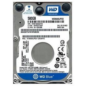 Resim Western Digital Blue 2.5 500GB 16MB Sata 6 Gb/s 5400 RPM 7mm WD5000LPCX HDD & Harddisk 
