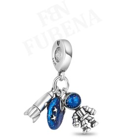 Resim Fubena Astronot Uzay Ve Mekiği Sallantılı Gümüş Charm 