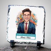 Resim Karikatürlü En İyi Erkek Sosyal Medya Yöneticisi Dekoratif Taş 