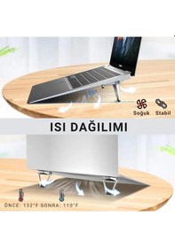 Resim Polham Kaymaz Metal 2 Adet 5mm 3m Yapışkanlı Katlanabilir Ultra Mini Laptop Standı,portatif Taşınabilir 