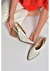 Resim Fox Shoes Y654154703 Beyaz Hakiki Deri Kalın Topuklu Western Ayakkabı 