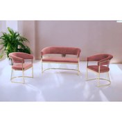 Resim Rozexi Rio Çay Seti Takımı Koltuk Takımı Oturma Odası Kafe Antre Hol Ofis 2+1+1 Gold Metal 