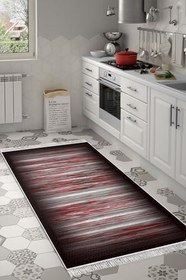 Resim Eko Trend Djt Banyo Paspası Yıkanabilir Kaymaz Taban 1693 Modern 1693-Trend-Banyo, Siyah-Bordo, 50 x 80 
