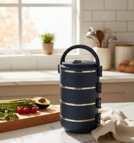 Resim YAZICI 4 Katlı Sefer Tası Sızdırmaz Yemek Termosu 2,4 Litre – Çelik İç Hazneli, Vakumlu Kapaklı,Lunch Box 