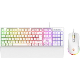 Resim Rampage KM-RX7 FORTUNA V2 Gökkuşağı Aydınlatmalı USB BEYAZ Gaming Combo Q Gaming Klavye + 12800 dpi 