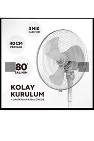 Resim MRNTECH Kumtel KTF-290 Ayaklı Vantilatör 16inç 40W BEYAZ RENK 