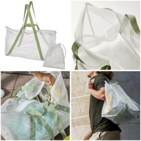 Resim IKEA DAJLİEN 40 Lt 2 Parçalı Beyaz Nemi Önleyen Fileli Spor Plaj Aktivite Çantası 50x36x39 cm 