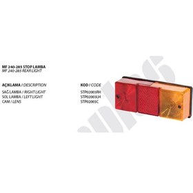 Resim Massey Ferguson Mf 240-285 Stop Lamba Sol - Stopplas 