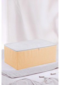 Resim Turuncu Çizgili Medium Baza Çekyat Altı 3 Adet Hurç 50x30x20 Cm Turuncu 