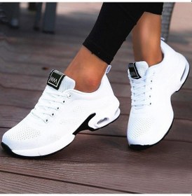 Resim Beyaz Platform Bayan Spor Ayakkabı Nefes Kadın Rahat Ayakkabılar Kadın Moda Yüksekliği Artan Ayakkabı Beyaz 
