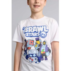 Resim DeFacto Brawl Stars Kısa Kollu Üst Şort Alt 2'li Pijama Takımı Erkek Çocuk H3540A826SM 