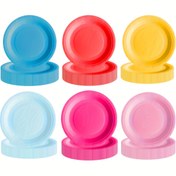Resim 10'li/60'lı Tek Renk Doğum Günü Parti Servis Seti 9 İnç Kağıt Tabaklar, Kırmızı, Açık Mavi, Sarı, Pembe, Koyu Pembe, Koyu Mavi Tek Kullanımlık Parti Tabakları - Doğum Günleri, Kutlamalar, Kamp ve Düğünler İçin Uygun 