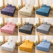 Resim 1 adet Çağdaş Lastikli Yatak Örtüsü ile Ruffle, %100 Polyester, Kaymaz, Nefes Alabilir, Toz Geçirmez, Makine Yıkamalı, Kumlu Zanaat, Baskısız, Dokuma, 180-200gsm, Tüm Mevsimler İçin - Otel Kalitesi Yatak Koruyucu 