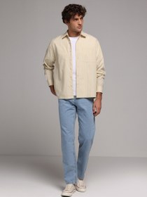 Resim Loose Straight Fit Erkek Light İndigo Fermuarlı Denim Jean Pantolon Colin's