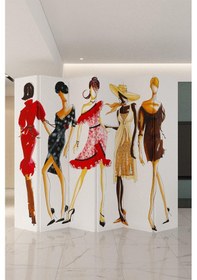 Resim Tesktil Kadınlar Çift Taraf Baskılı 6 Kanat Paravan 000044 