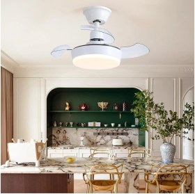 Resim 60 cm Işıklı Deckenventilator, Uzaktan Kumandalı, 3 Kanatlı, Beyaz 