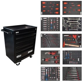 Resim Brio Hareketli Takım Dolabı 6 Çekmece Bline 259 Parça Siyah Dolu 