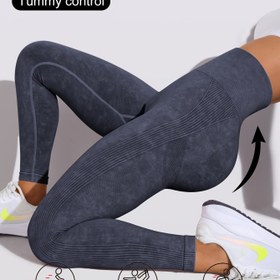 Resim Yüksek Bel Kalça Kaldırma Peach Lift Yoga Taytı Kadınlar İçin - 7/8 Uzunluk, Soluk Alabilen Esnek Egzersiz Pantolonu Yan Şerit Detayı ile, Koyu Gri, Koşu, Bisiklet ve Fitness İçin Mükemmel, Egzersiz Taytı 