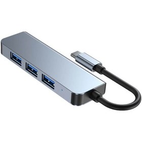 Resim Type C 4 Port Usb 3.0 Hub Usb C Çoklayıcı Alüminyum Gövde 