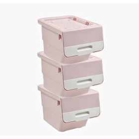 Resim Motek Patateslik Soğanlık Tekerlekli Organızer Eşya Ve Erzak Kutusu 3x33 Lt-mt05 Pembe+beyaz Pambe Pembe 