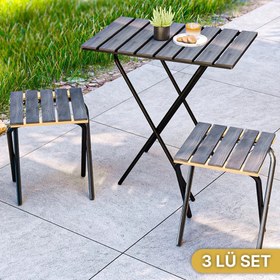 Resim Bino Kamp Masası Seti 3'lü Siyah 