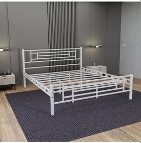 Resim Manolya Çift Kişilik Metal Karyola A Kalite, Ses Çıkarmaz ,ölçülü Model Karyola Beyaz 