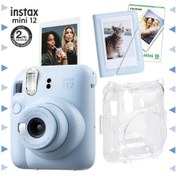 Resim Fujifilm Instax Mini 12 Fotoğraf Makinesi + 10'lu Film + Mini Albüm + Şeffaf Kılıf Seti Mavi 