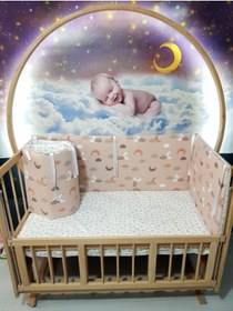 Resim bebek_iklimi 60x120 Bebek Beşik Korumalık Seti Ay Desen 4 Parça 
