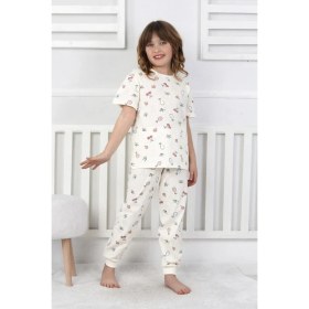 Resim Kısa Kollu Meyve Desenli Kız Çocuk Pijama Takımı 