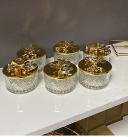 Resim Dekoratif Gold Kapaklı 6'lı Tatlı Kasesi Sunumluk,dondurmalık,ikramlık Cam Gold 