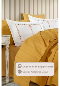 Resim Elart Melany Pike Çift Kişilik %100 Pamuk 200x220 Cm Sarı Sarı 