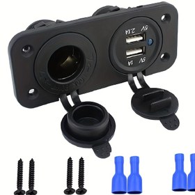 Resim 12V Çift USB Şarjlı Araç, Tekne, Deniz Aracı ve Motosiklet için Araba Priz Adaptörü - RV Kiti 