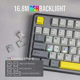 Resim Coverzone Ajazz AK980 Ekranlı Mekanik Klavye RGB, Tam Boy Hot-Swap 3 Modlu 8000 Mah Batarya Oyun Klavyesi, Bluetooth /2.4g Kablosuz/Type-C Kablolu Siyah/Gift Switch 