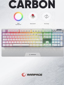 Resim Rampage Carbon Rgb Red Bilek Destekli Hot Swap Gaming Klavye Mekanik Klavye Oyuncu Klavyesi-beyaz 
