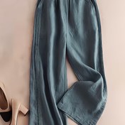 Resim Kadın Yüksek Bel Geniş Bacaklı Pantolon - Elastik Bel Bandı ile Şeffaf Olmayan Pantolon, Her Gün ve Resmi Kıyafetler için Bol Kesim Düz Bacaklı Pantolon, Ofis, Partiler - Bahar/Sonbahar Rahat Pantolonlar, Zeytin Yeşili/Neutral Tonlar - Kolay Bakım Kadın Pantolonları, Yüksek Bel Pantolonları, Parti Kıyafetleri, Rahat Giyim, Ofis Kıyafetleri, Dayanıklı Yapı, Şık Alt Giyim, Moda Severler, Kadınlar İçin Beyaz Pantolonlar Zarif ve Şık, Kadın Pantolonları, Geniş Pantolonlar, Kadınlar İçin Beyaz Pant 