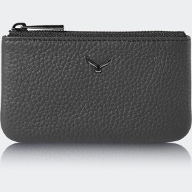 Resim Hakiki Deri, El Yapımı, Bozuk Para Cüzdanı, Gümüş Renk Fermuar, 3002 Siyah Siyah 