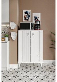 Resim Lyra Çok Amaçlı Dolap Mutfak Balkon Kiler Banyo Ayakkabılık Dolabı Beyaz Gümüş 