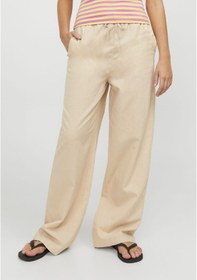 Resim Jack & Jones Kadın Rahat Kalıp Keten Pantolon - Flora 12249649 Cement Bej 